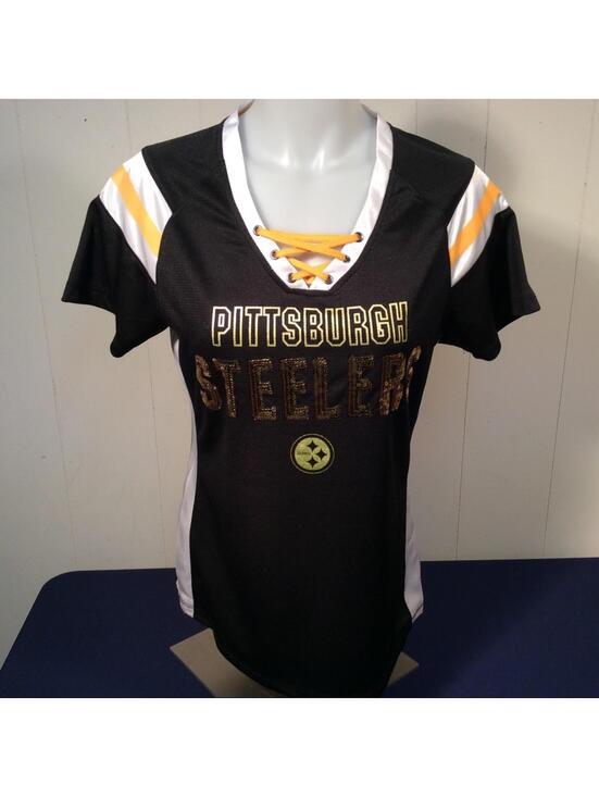 NFL Tops - NFL Pittsburgh Steelers Women's Black and Yellow Jersey